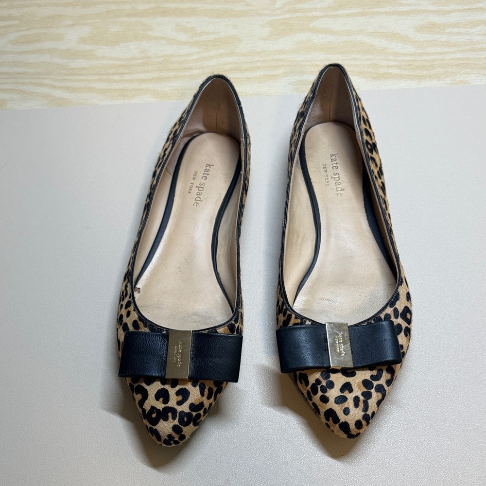 Kate Spade Cheetah Print Flats with Black Bow